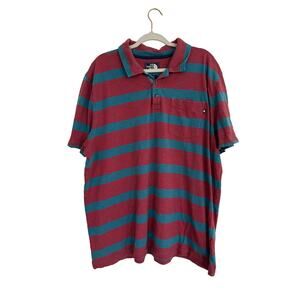 The North Face Striped Polo Men’s Size XXL Red and Blue
